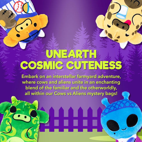 2 Pack Mystery Bags for Boys & Girls - Alien & Cow Plush Collectible Stocking Stuffer