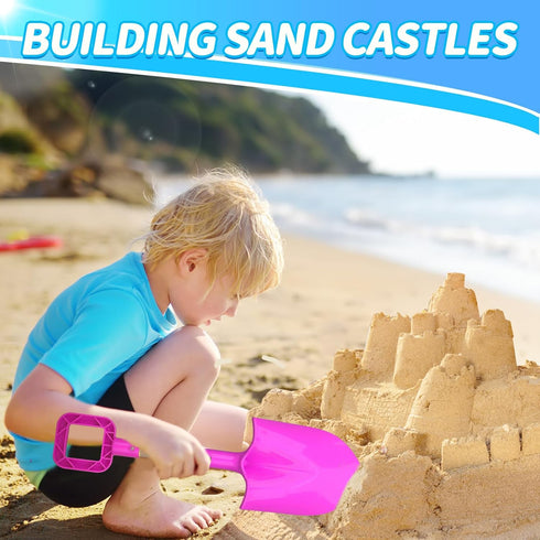 16" Jumbo Beach Sand Shovels Toys for Kids, Pink Gardening Tool Kits for Sand Snow Digging (3PCS)