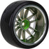 Mxfans 4PCS RC1/10 On Road Car Drift Tires & Plastic Plating Golden 12-Spoke Wheel Rims