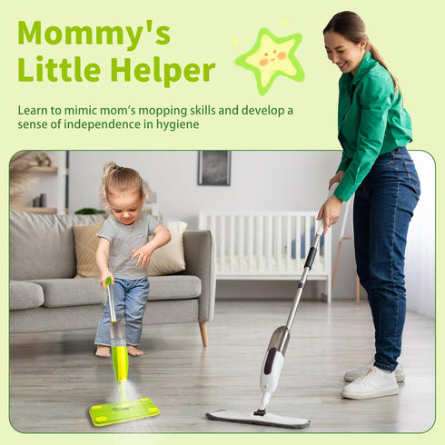 Set,Real Set Kids Spray Mop, Fun & Functional Toddler Mop Cleaning Working Mini Mop, Pretend Play Toy Includes Spray
