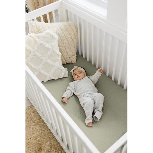 2 100% (28"x 52"), Konssy Muslin Crib Sheets PCS, Cotton Baby Crib Sheets for Standard Crib Mattress Soft