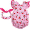BABESIDE Reborn Baby Doll Clothes, Cherry Pattern Outfits for 17-22 Inch Baby Dolls with Headband