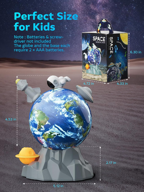360 Playset 310 Magnetic Rotating Space Toy Musical Ball with Soft Ambient Light Spinning Rocket, Astronaut