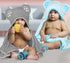 ELSVIN Set 2 35 35 Inch 400 of Hooded Baby Towels Blue and Grey Luxurious, Large and Super Absorbent x Soft