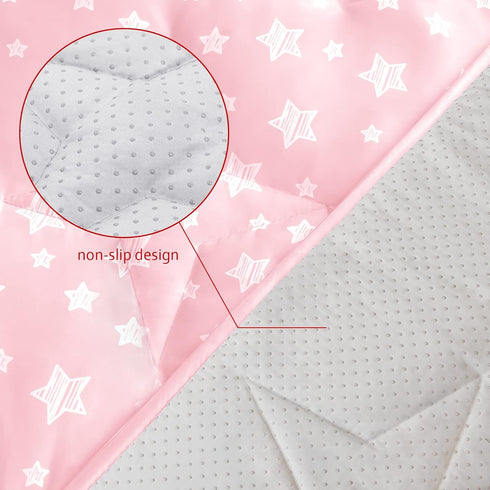 55" 47" Moonsea Hexagon Mat Princess Tent Rug, Plush Soft Playpen Mat Fitted for Monobeach Princess Castle, Non Slip