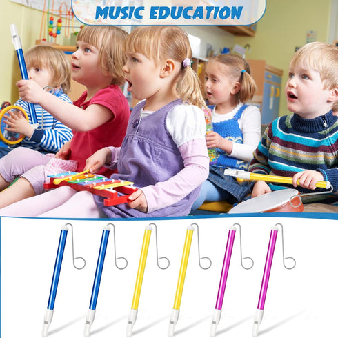 Civaner 6 Pcs Slide Whistle for Kids & Adults, Musical Instrument Toy, Educational Games, Birthday Gifts, Blue Yellow