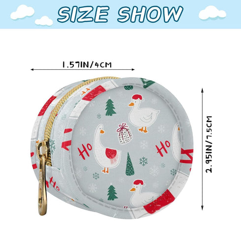 Christmas Duck Round Pacifier Storage Case with Zipper, Portable Pacifier Case for Travel, Diaper Bag & Purse, Pacifier