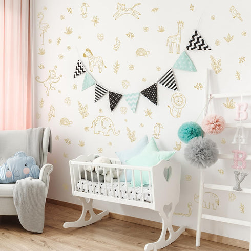 Jungle Animals Wall Decals, Jungle Theme Removable Wall StickerLion Cheetah Toucan Elephant GiraffeNursery Decor