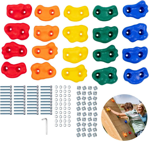 Squirrel Products Rock Climbing Holds for Kids, Deluxe Extra Large Climbing Rocks with Mounting Hardware for DIY