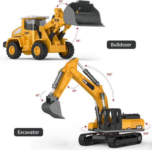 Kids Toys for 3-7 Years Old Boys - Die-cast Construction Toys Set with Semi Truck, Excavator, Bulldozer, Alloy Vehicles