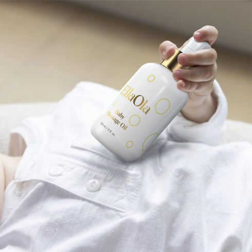 5 oz. ELLAOLA Organic Moisturizing Baby Massage Oil - Non Greasy Formula Made With Natural Jojoba, Sunflower, and Argan