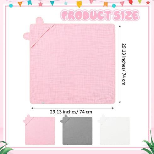 3 6 Preboun Pcs Muslin Baby Hooded Towels Cotton Absorbent Layers Cute Bath Toddler Towels for Newborn Kids Girl Infant