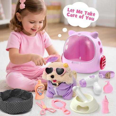 Cleboen 17pcs 3-6, Playset, 3 4 5 6 Robot Dog Toys for Girls Kids Boys Realistic Interactive Robot Puppy Dog Plush Toys