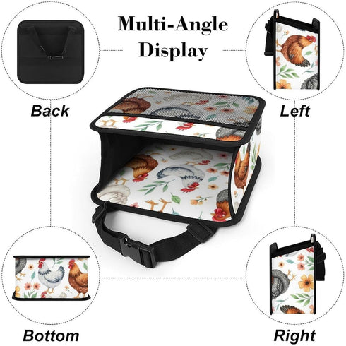 PPIKTC Spacious Hanging Auto Seat Organizer with Ventilated Mesh Pockets for Wet Wipes and Baby Supplies, Chicken