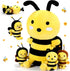Aoriher 5 Pcs Bee Stuffed Animals — 1 Large Plush Bee and 4 Cute Baby Bees for Birthday Gifts and Decorations