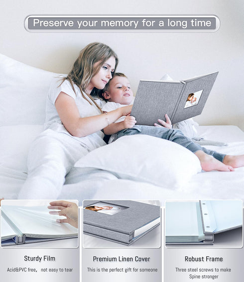 Popotop Photo Album, Self Adhesive with Picture Display Window, 40 Pages DIY Baby Memory Book for Wedding