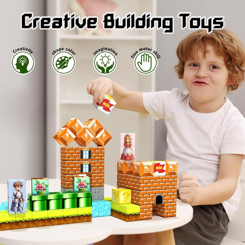 Magnetic Blocks Building Toys - Creative Montessori Sensory Toys for Boys & Girls Ages 3-8, Fun Gift