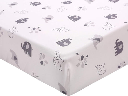 CribMATE 3 Set Set PCs Grey Elephant Family Nursery Crib Bedding Lovely Elephant Baby Bedding Quilt Skirt Fitted Sheet