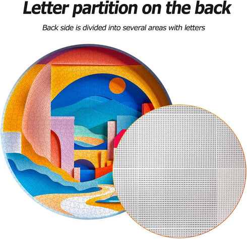 Bgraamiens 1000 Pieces Distance 3D Visual Sunrise Round Puzzle for Adults, Modern Art Challenge
