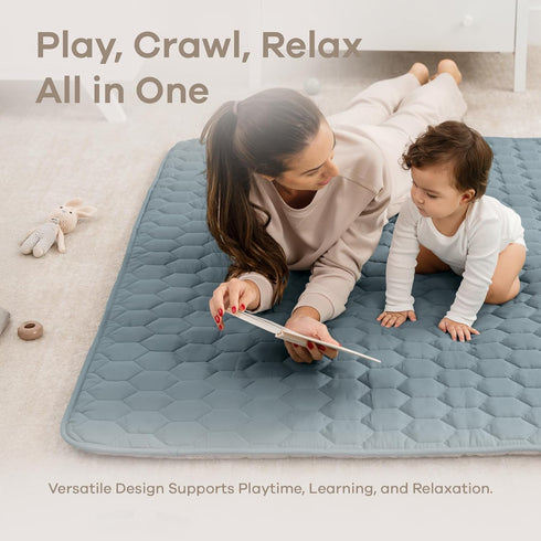 56 56 inches Comfy Cubs Square Kids Play Mat - x Soft Quilted Baby Floor Mat with Non-Slip Bottom - Plush Design