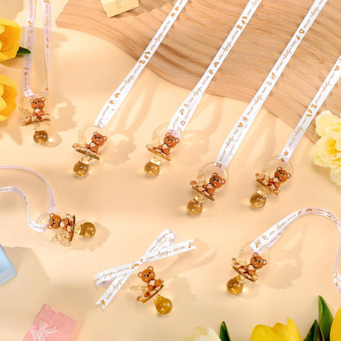 60 Coume Pcs Shower Party Pacifiers Necklace Bear Bottle Acrylic Pacifiers Charm Pacifier Chain for Guests Gender