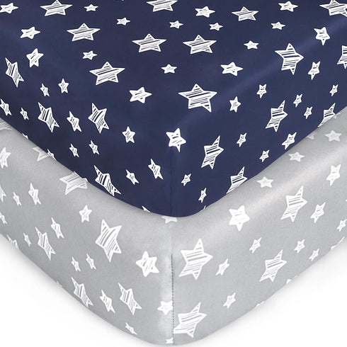 Crib Sheets for Boys or Girls 2 Pack, Fitted Crib Sheet for