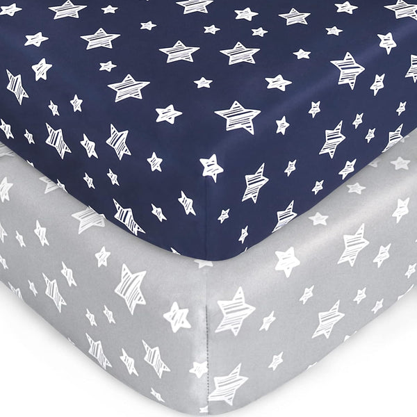Crib Sheets for Boys or Girls 2 Pack, Fitted Crib Sheet for
