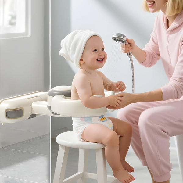 Wanchouse Adjustable Baby Bath Stand with Strong Suction Cups Foldable Shower Support Seat