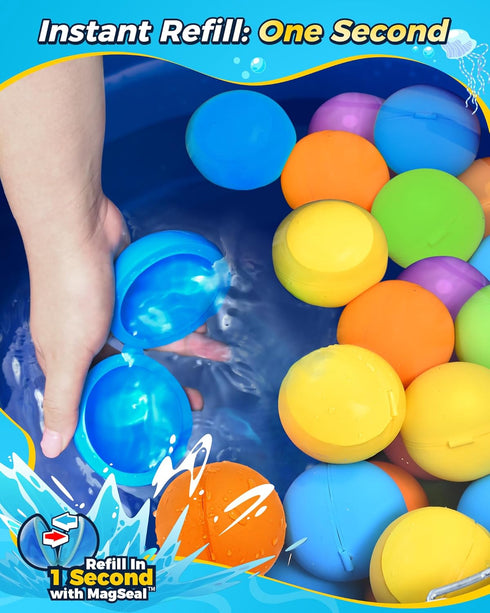 SOPPYCID Reusable Water Balloons, Magnetic Self-sealing Water Balls, Easy Quick Fill Pool Toys for All Ages