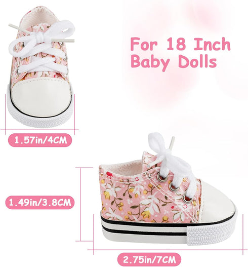 18 Inch Sets 5 3 18 Inch BABESIDE Baby Doll Shoes with Socks for Dolls, Pairs of Dolls Canvas Shoes with Pair of Socks