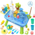 21" 4-in-1 Set H Play Sink with Running Water, Kids Kitchen Sink Toy with Electric Faucet, Mini Water Table
