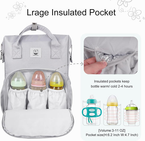 Backpack pack Diaper Bag with Changing Pad, Large Baby Bags with Stroller Straps & Insulated Pockets, Multifunction