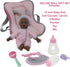 African American Doll Travel PlaySet - Baby Doll Car Seat Carrier Backpack with 12 Inch Soft Body Doll & Accessories