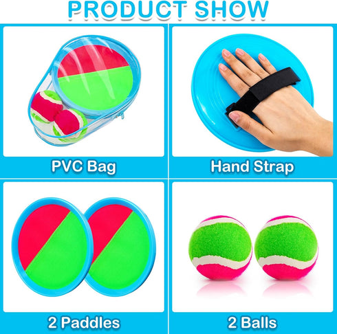 Toss and Catch Ball Set, Kids Outdoor Beach Toys for Classic Games, Yard Games for Ages 3-10