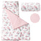 PHF Toddler Nap Mat, Floral Rollup Design with Removable Pillow & Minky Fleece Blanket, 50"x20"x2" for Kids