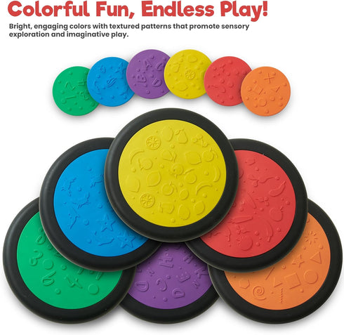 Pack 6, 3+ Sensory Stepping Stones for Kids of Classic Colors Autism-Friendly Balance Stones | Non-Slip Indoor Activity