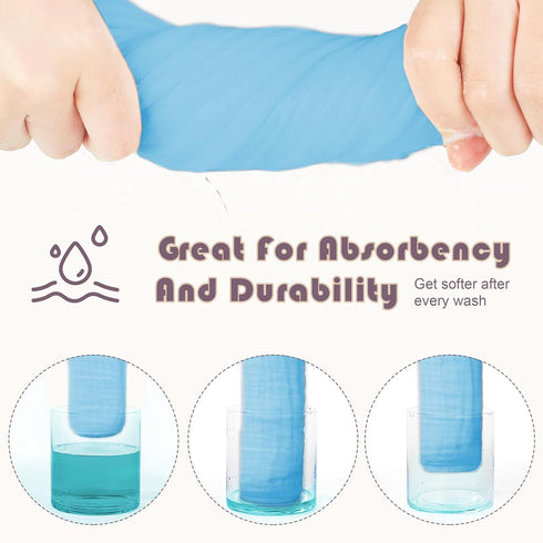 Ease Cubs 100% 12-Pack, 20" X10") Muslin Burp Cloths Large Cotton Hand Washcloths for Boys & Girls, Baby Essentials