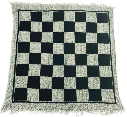 3 in 1 Giant Checkers Set and Tic Tac Toe Game with Reversible Rug, Indoor and Outdoor Family Board Game