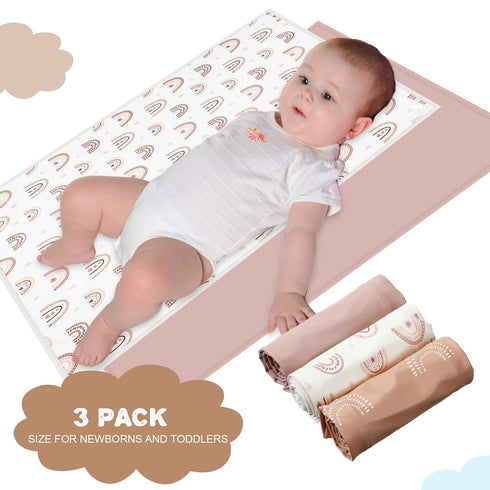 Geelin 3 Pcs PU Baby Diaper Changing Pad, 20 x 28 Inches Foldable Portable Changing Mat, Waterproof Liner for Newborns