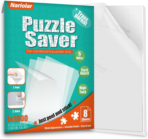 Nariolar Ultra-Adhesion Transparent Puzzle Glue Sheets, 8 Puzzle Saver Sheets for Preserving