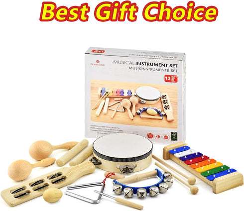 Set MUSICUBE Musical Instrument for Toddler Baby Kid Wooden Percussion Instrument Musical Toys Xylophone Maracas Egg