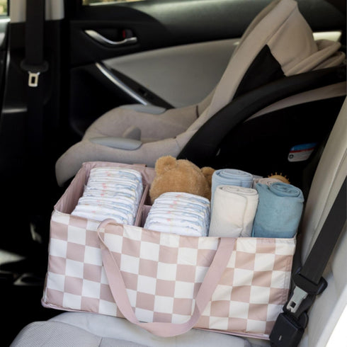 Tiny Twinkle Diaper Caddy Organizer | Foldable Baby Storage Basket with Removable Divider | Waterproof & Mess-Proof