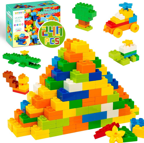 240 Piece Large Building Blocks for Toddlers 3 and Up, Classic Building Bricks Set Compatible with Duplos and Most
