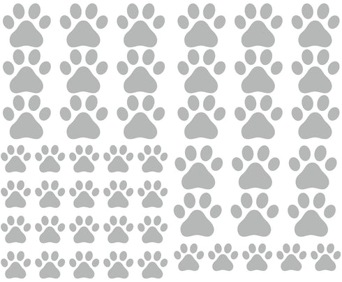 49 Pieces/Set Dog Paws Wall Decals, Vinyl Pawprints Sticker Animal Footprint Wall Art for Kids Nursery Bedroom Decor