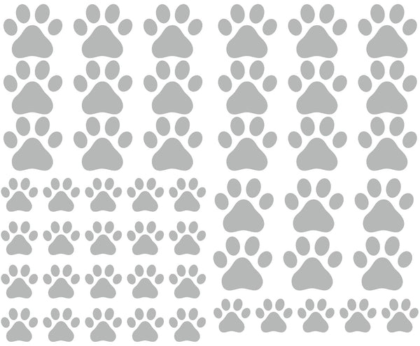 49 Pieces/Set Dog Paws Wall Decals, Vinyl Pawprints Sticker Animal Footprint Wall Art for Kids Nursery Bedroom Decor