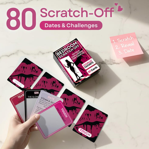 Renaco Gift Company 80 4 Cards Couples Games for Adults, Levels Scratch Off Bedroom Card Game, Romantic Date Night