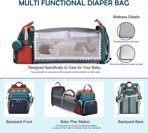 CESAILT Backpack, Diaper Bag Multifunction Waterproof Diaper Bag for Baby, with Diaper Changing Station, Newborn