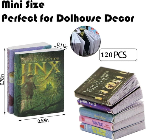IAIHBBLY 120 1:12 Pcs Scale Mini Books, Miniatures Dollhouse Tiny Small Flip Books for Anxiety Bookshelf Dollhouse
