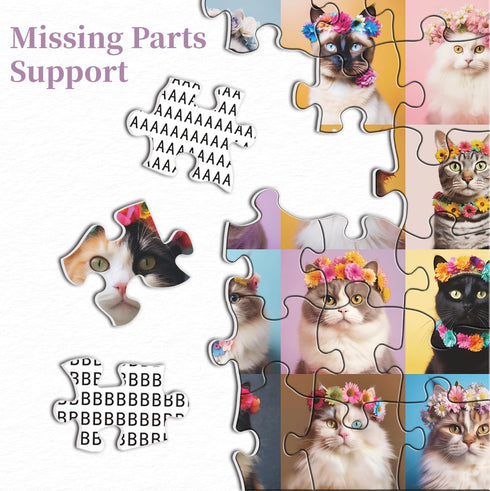 Cat Puzzles for Adults 1000 Pieces, Colorful Flower Crowns Cute Animal Puzzles, Funny Kitty Jigsaw Puzzle