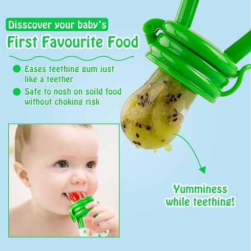 Baby Fruit Feeder/Food Feeder Pacifier for Babies (2 Pack) - HAOBAOBEI Mesh Teethers in Appetite Stimulating Colors